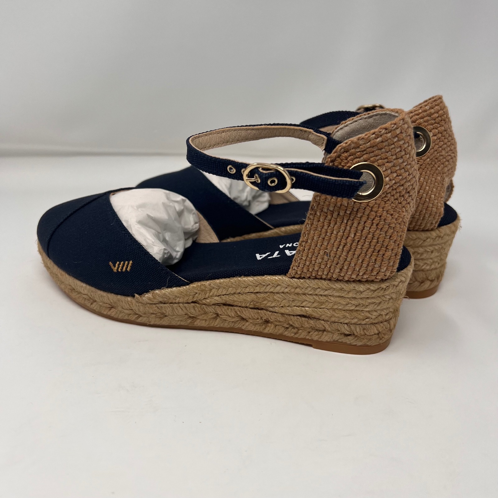 Viscata Pubol Espadrille Wedge Sandals Womens 40 Us 9 Navy Canvas Spain Nib — image 4 of 8